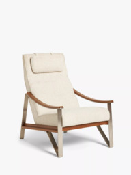 John Lewis Tilt High Back Armchair, Dark/Metallic Leg, Natural Boucle - thumbnail 1