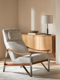 John Lewis Tilt High Back Armchair, Dark/Metallic Leg, Natural Boucle - thumbnail 2