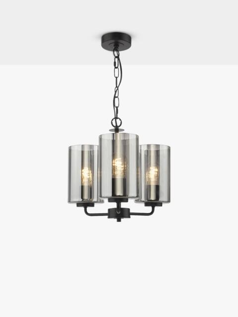 Där Daylin 3 Arm Glass Pendant Ceiling Light, Black - image 1