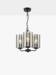 Där Daylin 3 Arm Glass Pendant Ceiling Light, Black - thumbnail 1