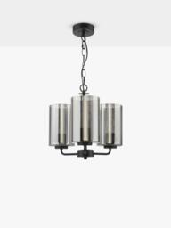 Där Daylin 3 Arm Glass Pendant Ceiling Light, Black - thumbnail 3