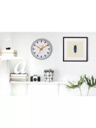 Lascelles Swiss Station Silent Sweep Wall Clock, 30cm, Grey/Orange - thumbnail 4
