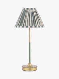 Laura Ashley Denwick Pleat Stripe Table Lamp, Olive Green - thumbnail 4