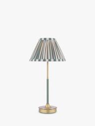 Laura Ashley Denwick Pleat Stripe Table Lamp, Olive Green - thumbnail 1