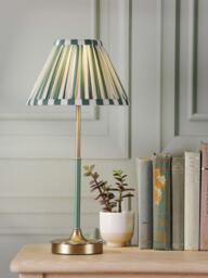 Laura Ashley Denwick Pleat Stripe Table Lamp, Olive Green - thumbnail 2