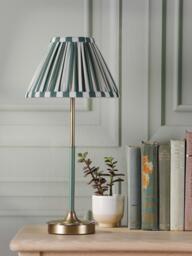 Laura Ashley Denwick Pleat Stripe Table Lamp, Olive Green - thumbnail 3
