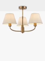 Laura Ashley Denston 3 Arm Semi Flush Ceiling Light, Antique Bronze - thumbnail 1