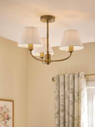 Laura Ashley Denston 3 Arm Semi Flush Ceiling Light, Antique Bronze - thumbnail 2
