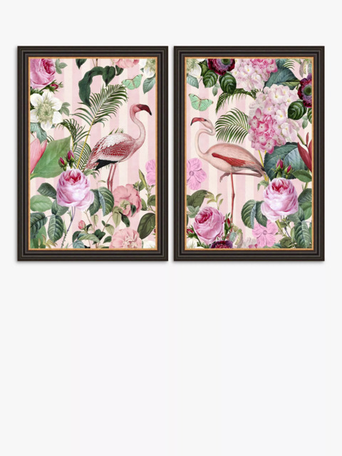 John Lewis Andrea Haase 'Flamingos' Framed Print, Set of 2, 67 x 47cm, Pink/Multi - image 1