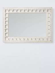 John Lewis Rajasthan Carved Wood Rectangular Wall Mirror, 70 x 50cm, FSC-Certified (Mango Wood), White - thumbnail 4