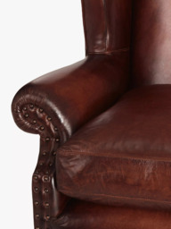 John Lewis Compton Leather Wing Armchair, Hand Antique - thumbnail 6