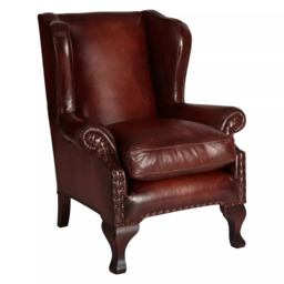 John Lewis Compton Leather Wing Armchair, Hand Antique - thumbnail 3