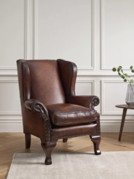 John Lewis Compton Leather Wing Armchair, Hand Antique - thumbnail 2