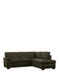 John Lewis Camden RHF Chaise Corner Leather Sofa, Dark Leg