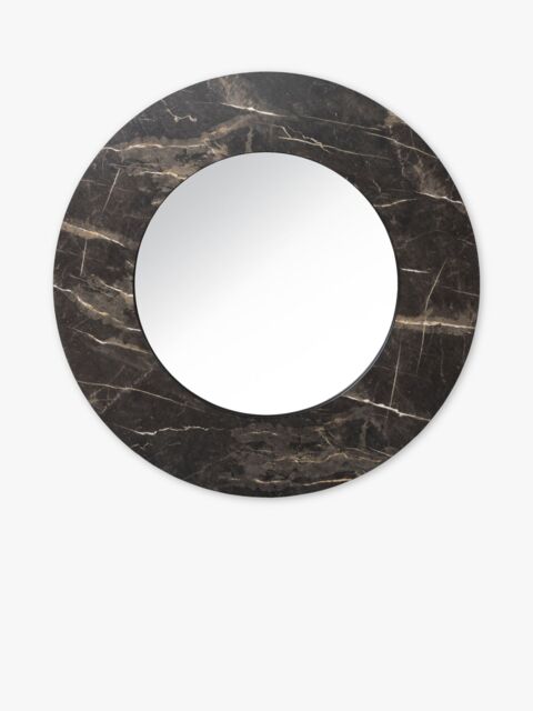 Där Juvan Marble-Effect Round Wall Mirror, 80cm, Black - image 1
