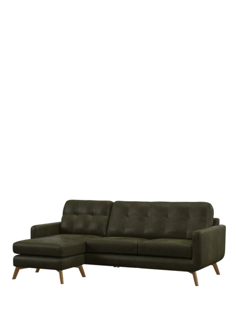 John Lewis Barbican LHF Chaise Leather Sofa, Light Leg - image 1