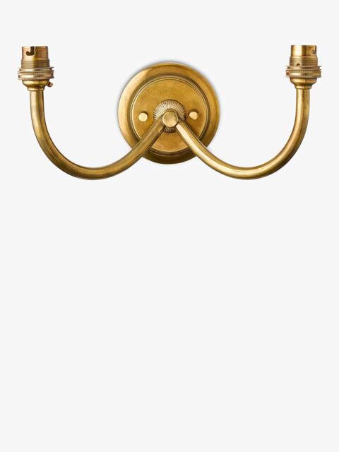 John Lewis Pompion Double Arm Wall Light Fitting, Aged Brass - image 1