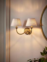 John Lewis Pompion Double Arm Wall Light Fitting, Aged Brass - thumbnail 2