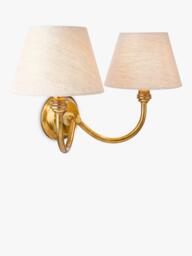 John Lewis Pompion Double Arm Wall Light Fitting, Aged Brass - thumbnail 3