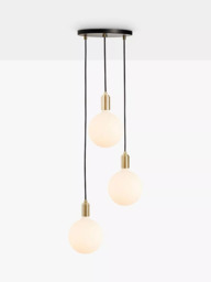 Tala Brass Triple Pendant Ceiling Light with Sphere IV ES LED Dim to Warm Globe Bulbs - thumbnail 1