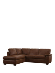 John Lewis Camden LHF Leather Corner Sofa, Dark Leg