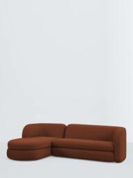 John Lewis Pleat Large 4 Seater LHF Chaise End Sofa, Soft Chenille Ginger - thumbnail 1