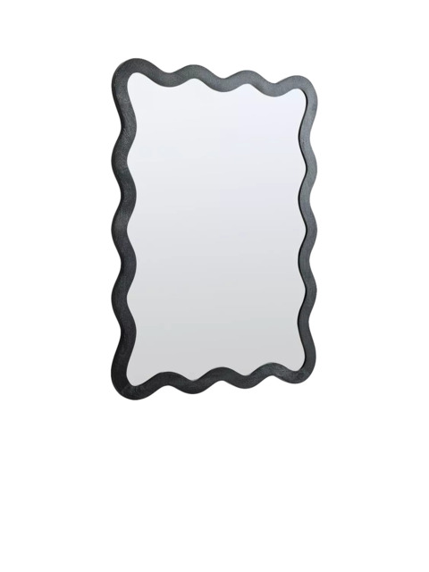 West Elm Wavy Mango Wood Wall Mirror, 120 x 89cm, Black - image 1