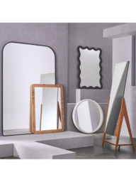 West Elm Wavy Mango Wood Wall Mirror, 120 x 89cm, Black - thumbnail 4