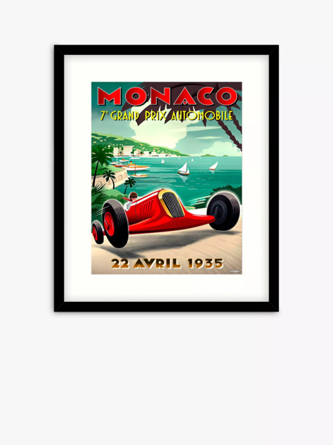John Lewis Zucarto Art Studios 'Monaco 1935 Grand Prix' Framed Print & Mount, 63.5 x 53.5cm, Green/Red