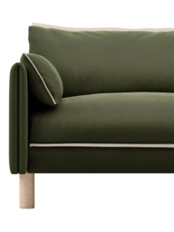 Cozmo Cozy 2 Seater Sofa, Dark Green Velvet Natural Piping - thumbnail 5