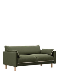 Cozmo Cozy 2 Seater Sofa, Dark Green Velvet Natural Piping - thumbnail 4