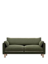 Cozmo Cozy 2 Seater Sofa, Dark Green Velvet Natural Piping