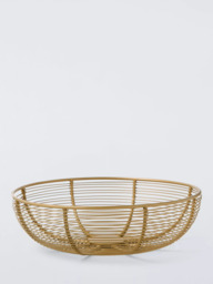 John Lewis Wire Basket Fruit Bowl, 25cm, Gold - thumbnail 1