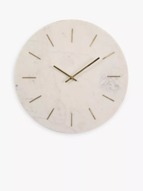 Libra Interiors Round Marble Wall Clock, 43cm, White - image 1
