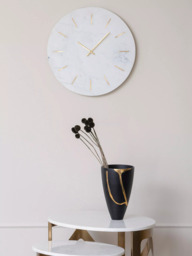 Libra Interiors Round Marble Wall Clock, 43cm, White - thumbnail 2