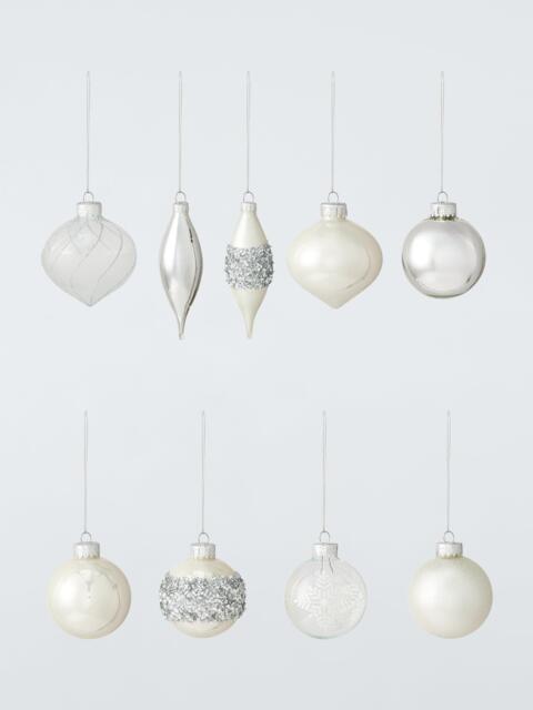 John Lewis Glass Baubles, Box of 20, Silver - image 1