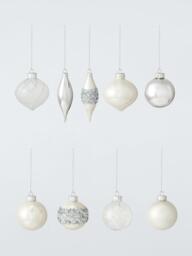 John Lewis Glass Baubles, Box of 20, Silver - thumbnail 1