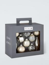John Lewis Glass Baubles, Box of 20, Silver - thumbnail 3