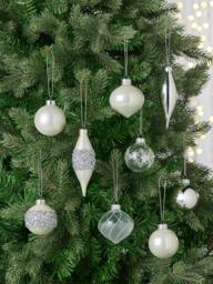 John Lewis Glass Baubles, Box of 20, Silver - thumbnail 2