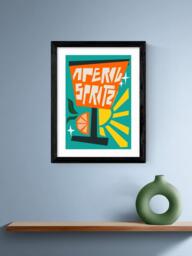 EAST END PRINTS Natalie Cass 'Aperol Spritz Blue' Framed Print, 43.4 x 33.4cm, Black Frame - thumbnail 2