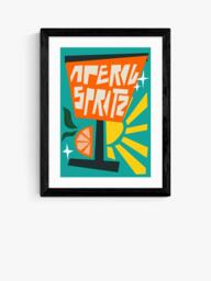 EAST END PRINTS Natalie Cass 'Aperol Spritz Blue' Framed Print, 43.4 x 33.4cm, Black Frame - thumbnail 1