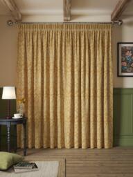 John Lewis x Sanderson Tamizart Pair Lined Pencil Pleat Curtains, Ochre - thumbnail 3