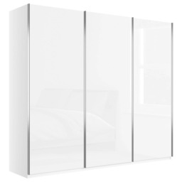 John Lewis Elstra 250cm Wardrobe with White Glass Sliding Doors