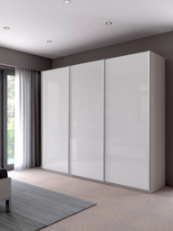 John Lewis Elstra 250cm Wardrobe with White Glass Sliding Doors - thumbnail 2