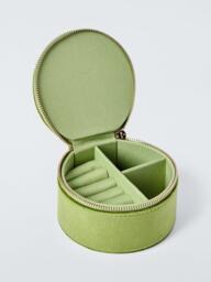 John Lewis Archive Embroidered Floral Travel Jewellery Box, Green - thumbnail 2