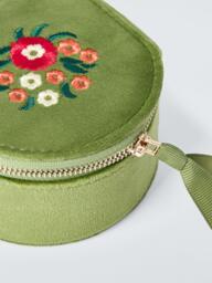 John Lewis Archive Embroidered Floral Travel Jewellery Box, Green - thumbnail 3