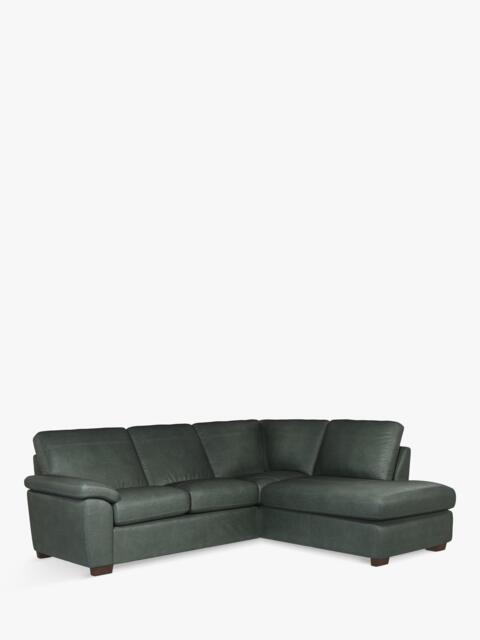 John Lewis Camden 5+ Seater RHF Chaise Corner End Leather Sofa, Dark Leg - image 1