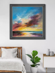 John Lewis Anna Schofield 'Postive Energy' Framed Print, 93 x 93cm, Blue/Multi - thumbnail 2