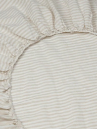 Piglet in Bed Oatmeal Stripe Linen Fitted Sheet - thumbnail 2