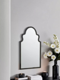 Yearn Moroc Decorative Wood Frame Wall Mirror, 98 x 52cm, Black